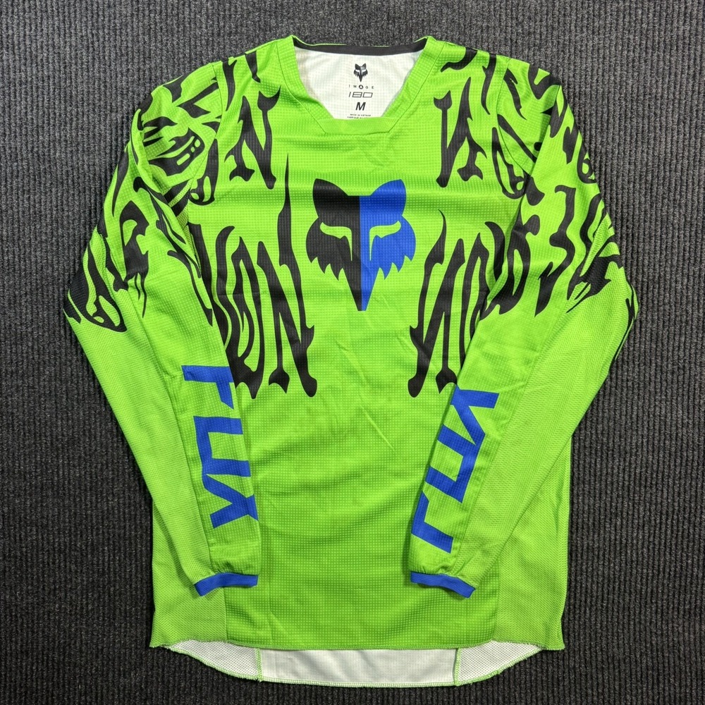 Fox Racing Jersey Image I80 Logo T-Shirt Men's M Motocross Long Sleeve Green